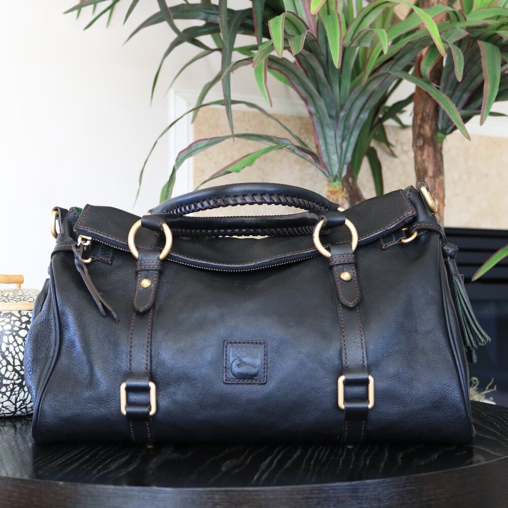 Dooney & Bourke Short Black Leather Shoulder Bag w/ Strap